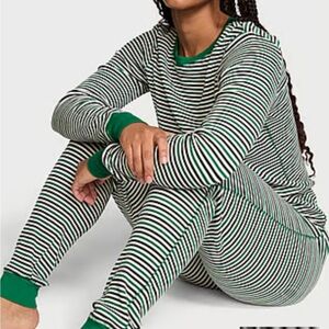 Victoria's Secret Green and White Striped Pajama Set
